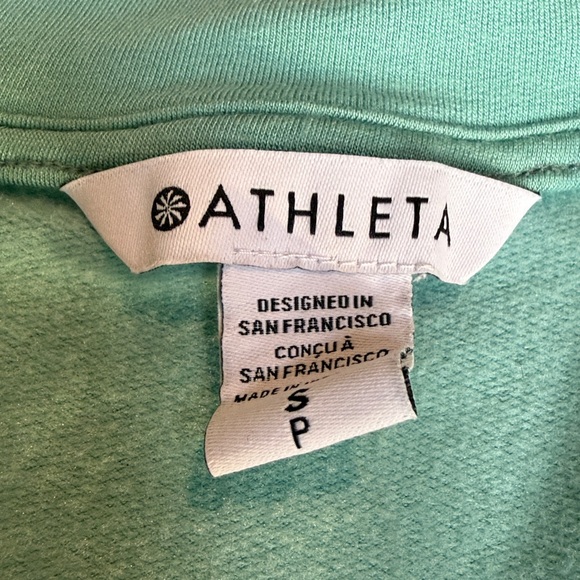 Athleta Purana Seafoam Green V-Neck Wrap Sweatshirt Size Small - Picture 3 of 12